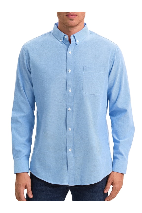 Mens Long Sleeve Button Down Collar Regular Fit Business Oxford Dress Shirt S Light Blue
