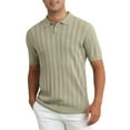 thumbnail image 1 of INSPIRE CHIC Men's Polos Shirt Knit Texture Point Collar Short Sleeve Polo Tops M Khaki Gray, 1 of 6