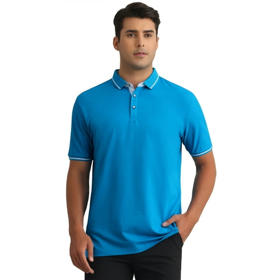 INSPIRE CHIC Mens Short Sleeve Contrast Color Summer Golf Formal Business Polo Shirts S Blue