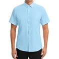 thumbnail image 1 of INSPIRE CHIC Mens Short Sleeve Dress Shirts Stretch Lightweight Business Solid Formal Button Down Shirts 2XL Blue, 1 of 6