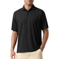 thumbnail image 1 of INSPIRE CHIC Mens Summer Casual Short Sleeve Solid Color Texture Knit Polo Shirts S Black, 1 of 5