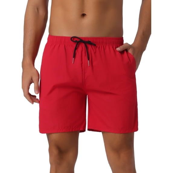 INSPIRE CHIC Men's Shorts Summer Colorful Elastic Waist Drawstring Surfing Board Shorts 30 Red
