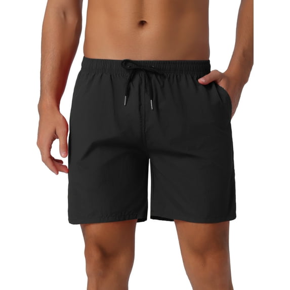 INSPIRE CHIC Men's Shorts Summer Colorful Elastic Waist Drawstring Surfing Board Shorts 32 Black