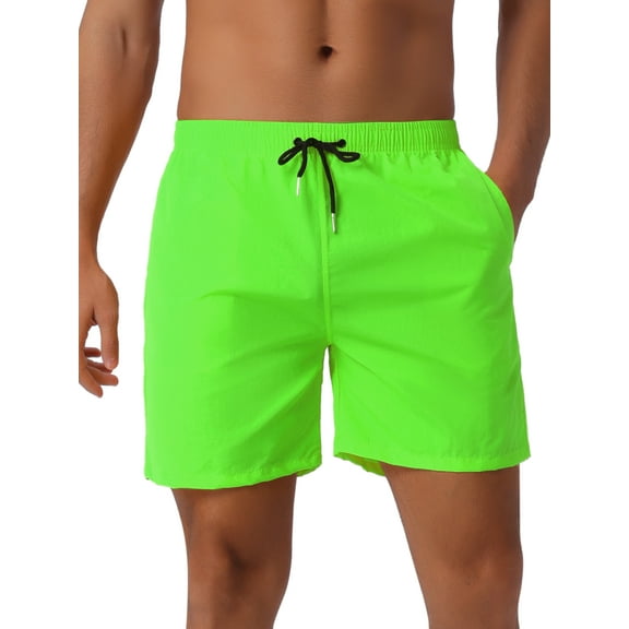 INSPIRE CHIC Men's Shorts Summer Colorful Elastic Waist Drawstring Surfing Board Shorts 32 Bright Green