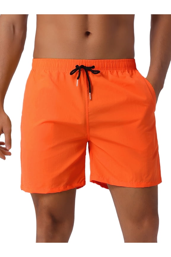 Men's Quick Dry Swim Trunks Elastic Waist Board Shorts with Drawstring for Beach & Summer Travel 34 Orange