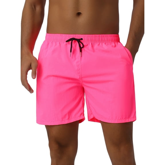INSPIRE CHIC Men's Shorts Summer Colorful Elastic Waist Drawstring Surfing Board Shorts 36 Pink