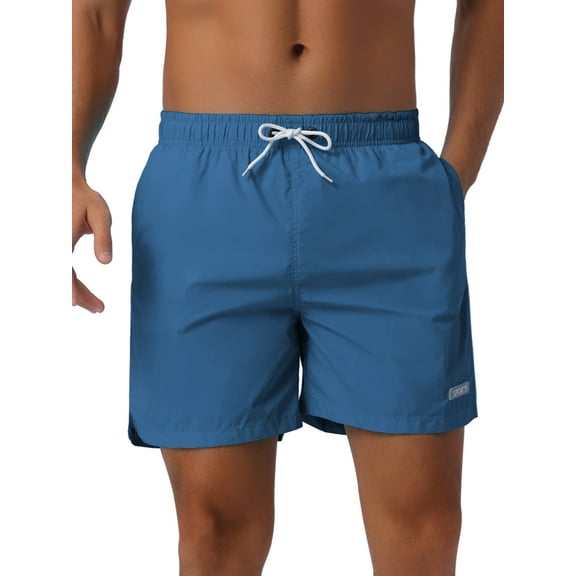 INSPIRE CHIC Mens Summer Drawstring Elastic Waist Mesh Lining Solid Board Shorts 28 Navy Blue