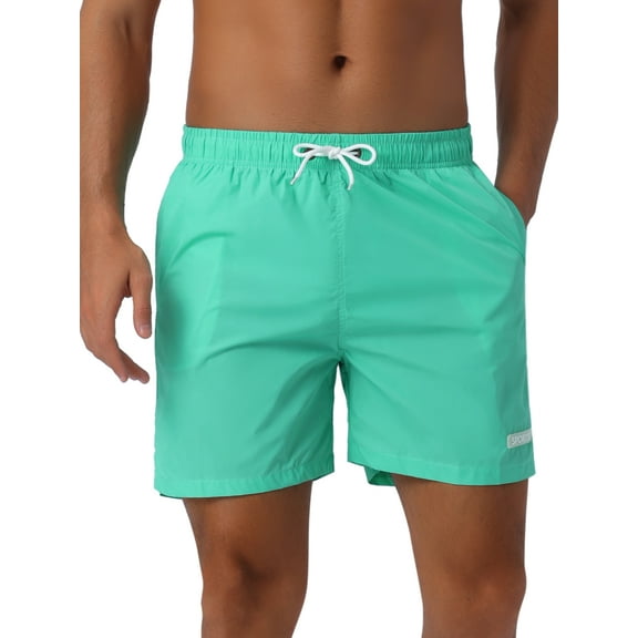 INSPIRE CHIC Mens Summer Drawstring Elastic Waist Mesh Lining Solid Board Shorts 34 Green
