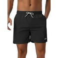 thumbnail image 1 of INSPIRE CHIC Mens Summer Drawstring Elastic Waist Mesh Lining Solid Board Shorts 36 Black, 1 of 6