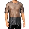 thumbnail image 1 of INSPIRE CHIC Mesh Sheer T-Shirt for Men's See Through Short Sleeves Party Shiny Tee Tops XL Silver Black, 1 of 4