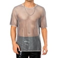 thumbnail image 1 of INSPIRE CHIC Mesh Sheer T-Shirt for Men's See Through Short Sleeves Party Shiny Tee Tops XL Silver Gray, 1 of 4