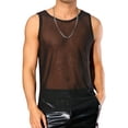 thumbnail image 1 of INSPIRE CHIC Mesh Sheer Tank Top for Men's See Through Sleeveless Tee Shirts Crew Neck Party Vest S Black, 1 of 5