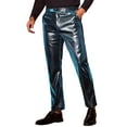 thumbnail image 1 of INSPIRE CHIC Metallic Pants for Men's Straight Leg Sparkly Pants Disco Party Shiny Trouser 30 Blue, 1 of 5