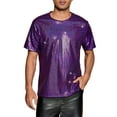 thumbnail image 1 of INSPIRE CHIC Metallic T-Shirt for Men's Round Neck Short Sleeves Sparkle Glitter Tee XL Dark Purple, 1 of 5