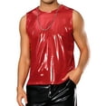 thumbnail image 1 of INSPIRE CHIC Metallic Tank Tops for Men's Holographic Sleeveless T-Shirt Disco Party Shiny Vest L Red, 1 of 5