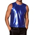 thumbnail image 1 of INSPIRE CHIC Metallic Tank Tops for Men's Holographic Sleeveless T-Shirt Disco Party Shiny Vest M Blue, 1 of 6