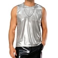 thumbnail image 1 of INSPIRE CHIC Metallic Tank Tops for Men's Holographic Sleeveless T-Shirt Disco Party Shiny Vest M Silver, 1 of 5