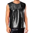 thumbnail image 1 of INSPIRE CHIC Metallic Vest for Men's Disco Shiny Sleeveless Crocodile Pattern Tank Top 2XL Black, 1 of 4
