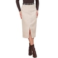 thumbnail image 1 of INSPIRE CHIC Midi Pencil Skirt for Women Fall Winter High Waisted Slit Office Work Skirts with Belt L Apricot, 1 of 6