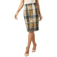 thumbnail image 1 of INSPIRE CHIC Midi Plaid Skirts for Women High Waisted Knee Length 2025 Casual Bodycon Pencil Skirts XS Brown, 1 of 6