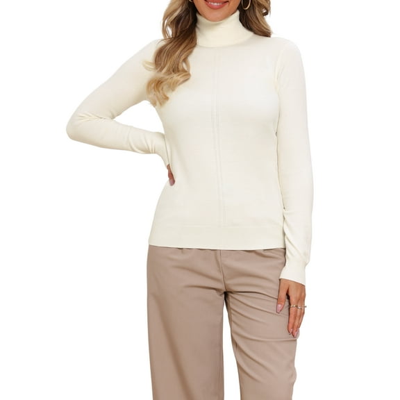 INSPIRE CHIC Mock Neck Sweater for Women's Long Sleeve Ribbed Knit Pullover Top XS Beige