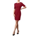 thumbnail image 1 of INSPIRE CHIC Mother's Day Sheath Pencil Dress for Women's Square Neck Short Sleeve Work Business Casual Cocktail Dresses L Dark Red, 1 of 6