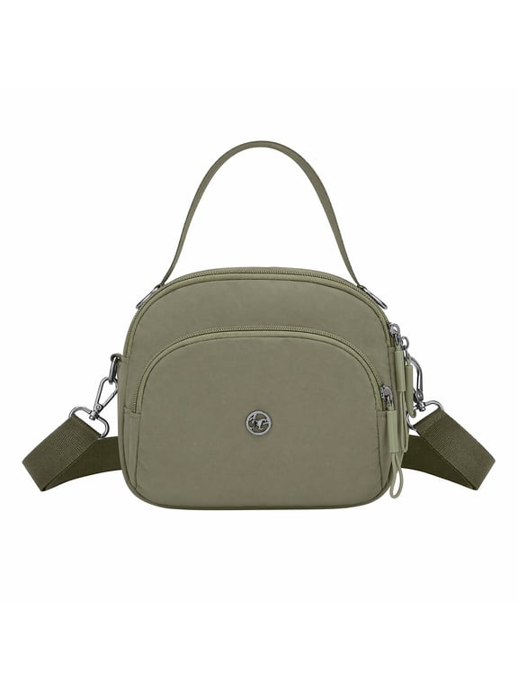 Multi-Pocket Cross-body Bag for Women Chic Round Shoulder Handbag with Removable & Adjustable Strap Green