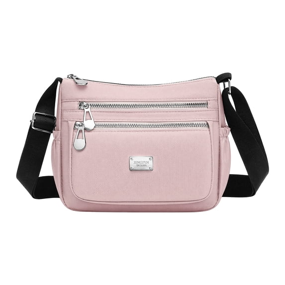 INSPIRE CHIC Multi Zipper Pockets Crossbody Bags for Women Shoulder Bag with Adjustable Strap and Water Resistant Fabricble Strap Khaki
