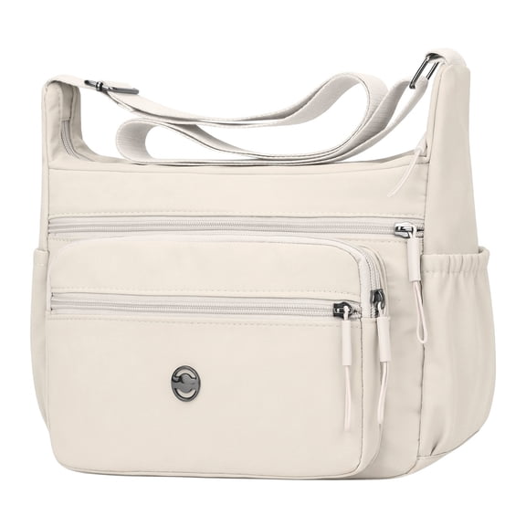 INSPIRE CHIC Multiple Pockets Crossbody Bag Large Travel Purses with Adjustable Strap for Women Beige