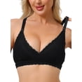 thumbnail image 1 of INSPIRE CHIC Nursing Bras for Women Lace Breastfeeding Wireless Soft Cup Pregnancy Crossover Plunge Maternity Bra M Black, 1 of 4