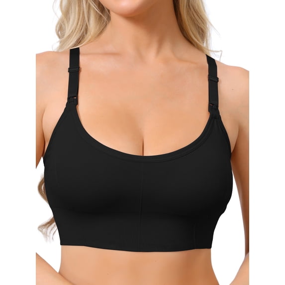 INSPIRE CHIC Nursing Bras for Women Wireless Push Up V Neck Maternity Bralettes Full Coverage Breastfeeding Bra with Adjustable Straps 2XL Black
