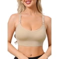 thumbnail image 1 of INSPIRE CHIC Nursing Bras for Women Wireless Push Up V Neck Maternity Bralettes Full Coverage Breastfeeding Bra with Adjustable Straps S Apricot, 1 of 4