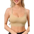 thumbnail image 1 of INSPIRE CHIC Nursing Bras for Women Wireless Push Up V Neck Maternity Bralettes Full Coverage Breastfeeding Bra with Adjustable Straps S Beige, 1 of 4