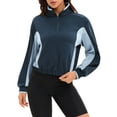thumbnail image 1 of INSPIRE CHIC Onfers Women Half Zip Crop Sweatshirts Long Sleeve Oversized Pullover Sweaters Workout Fall Outfits with Pockets XL Navy Blue Light Blue, 1 of 5