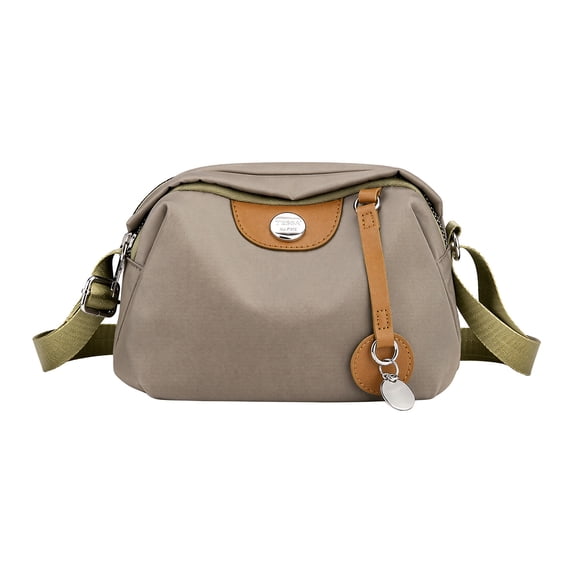INSPIRE CHIC Oxford Crossbody Bag for Women Casual Everyday Shoulder with Adjustable Strap & Zipper Closure Khaki