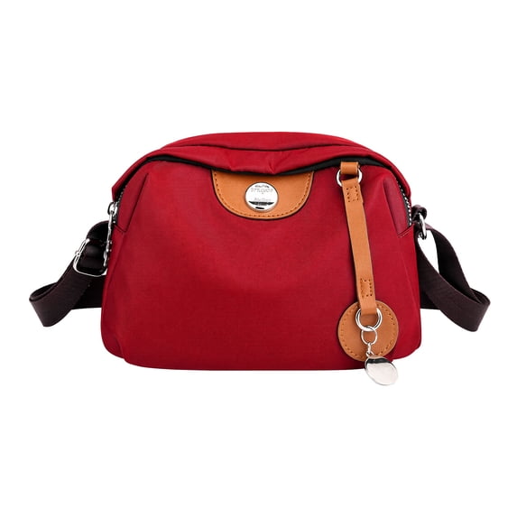 INSPIRE CHIC Oxford Crossbody Bag for Women Casual Everyday Shoulder with Adjustable Strap & Zipper Closure Red
