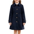 thumbnail image 1 of INSPIRE CHIC Girls' Halloween Winter Pea Coat Classic Lapel Single-Breasted Warm Outerwear Jacket with Deep Pockets for School & Casual Wear 11-12 Years Dark Blue, 1 of 5