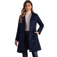 thumbnail image 1 of INSPIRE CHIC Pea Coat for Women's Peter Pan Collar Double Breasted Slant Pocket Button Down  Belted Winter Coats XS Dark Blue, 1 of 6