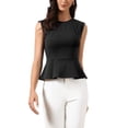 thumbnail image 1 of INSPIRE CHIC Peplum Vest for Women's Elegant Sleeveless Crew Neck Flared Hem Work Office Tank Tops L Black, 1 of 5