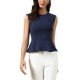 thumbnail image 1 of INSPIRE CHIC Peplum Vest for Women's Elegant Sleeveless Crew Neck Flared Hem Work Office Tank Tops XS Navy Blue, 1 of 6