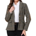 thumbnail image 1 of INSPIRE CHIC Plaid Blazer for Women Single Breasted Notched Lapel Long Sleeve Office Work Suit Blazers Jackets with Pockets XS Coffee Plaid, 1 of 6
