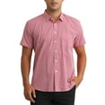 thumbnail image 1 of INSPIRE CHIC Plaid Dress Shirts for Men's Cotton Short Sleeve Button Down with Pocket Gingham Shirt XL Red, 1 of 6