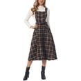 thumbnail image 1 of INSPIRE CHIC Plaid Overall Dress for Women's Vintage Sleeveless A-Line Pinafore Dress L Dark Blue, 1 of 5