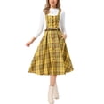 thumbnail image 1 of INSPIRE CHIC Plaid Overall Dress for Women's Vintage Sleeveless A-Line Pinafore Dress XL Yellow, 1 of 6