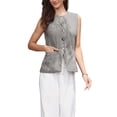 thumbnail image 1 of INSPIRE CHIC Plaid Suit Vest for Women's Gingham Sleeveless Office Crew Neck Blazer Business Waistcoat L Black, 1 of 6