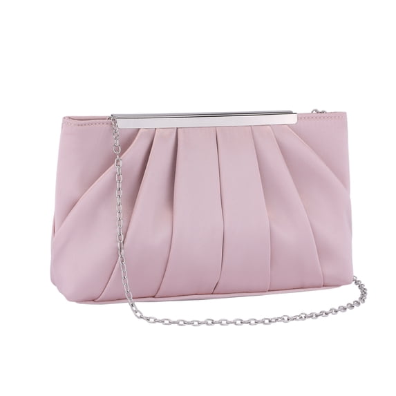 INSPIRE CHIC Halloween Pleated Clutch Purse Soft Evening Bag with Metal Chain for Women Pink