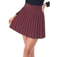 thumbnail image 1 of INSPIRE CHIC Women's Pleated Knit High Waist A-Line Ribbed Mini Skirt Burgundy M, 1 of 6