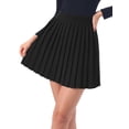 thumbnail image 1 of INSPIRE CHIC Women's Pleated Knit High Waist A-Line Ribbed Mini Skirt Black XS, 1 of 6