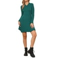 thumbnail image 1 of INSPIRE CHIC Pleated Sweater Dress for Women's Casual Long Sleeve Knit Shirt Dress XS Dark Green, 1 of 6