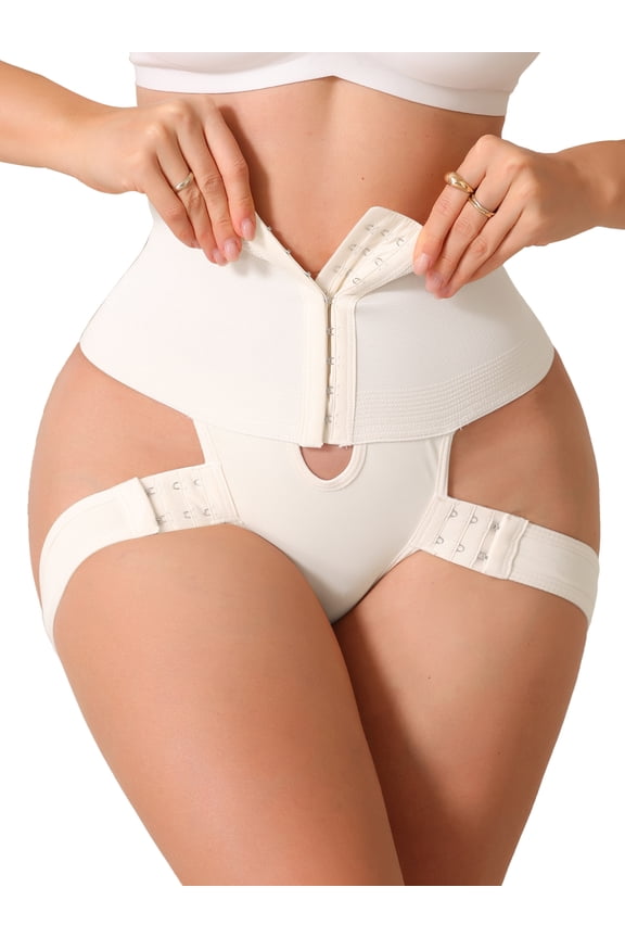 Plus Size Shapewear Thongs for Women Hollow Out Adjustable Butt Lifting Straps Body Shaper High Waist Underwear 5XL Beige